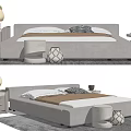 Modern Double Bed Double Bed Bedside Table Table Lamp 3d model