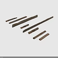 Wood and Stone Strips in Various Lengths and Shapes on Black Background