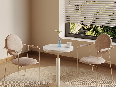 Cream wind casual table and chair negotiation table and chair 3d model