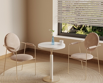 Cream wind casual table and chair negotiation table and chair 3d model