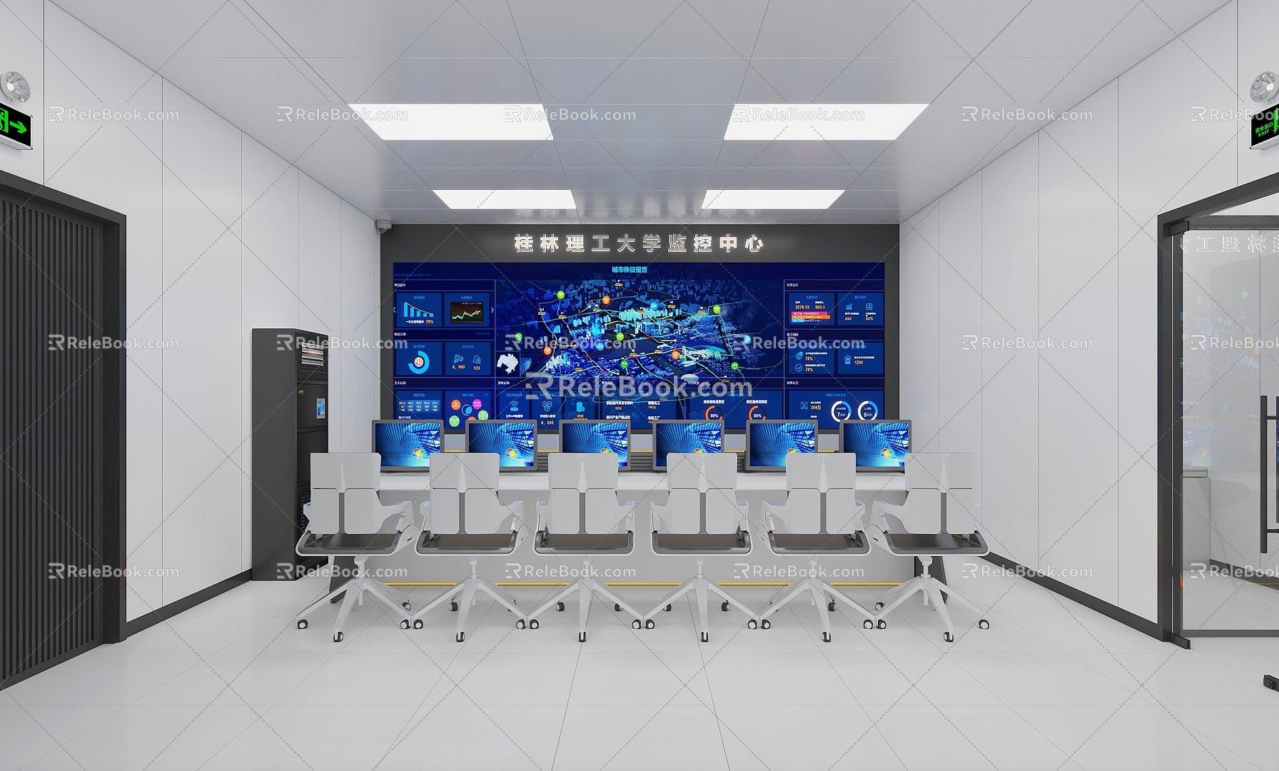 Modern Monitoring Room Computer Room Monitoring Room Command Control Room 3d model