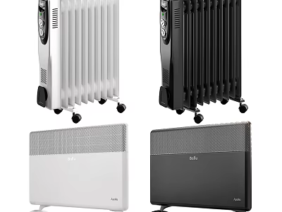 Different Styles Of Electric Heaters In White And Black Portable Designs 3d model