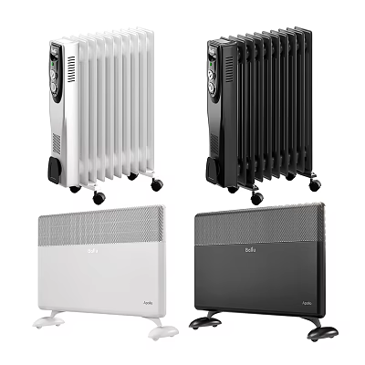 Different Styles Of Electric Heaters In White And Black Portable Designs 3d model