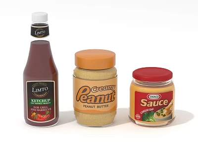 Plant Based Bottled Sauces Including Tomato Ketchup Creamy Peanut And Satay Sauce 3d model