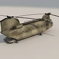 Large Military Green Twin Rotor Heavy Lift Transport Helicopter Design