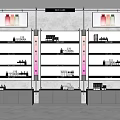 Cosmetics Display Cabinet Back Container Shelf 3d model