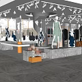Modern Clothing Store Interior With Mannequins Hanging Clothes Display Platforms And Spotlights