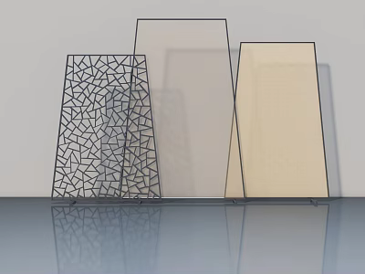 Modern Swing Doors With Geometric Cutout Transparent Glass And Light Colored Panels 3d model