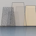 Modern Swing Doors With Geometric Cutout Transparent Glass And Light Colored Panels