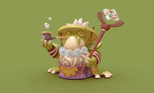 Modern game character cartoon frog 3d model