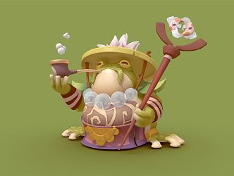 Modern game character cartoon frog 3d model