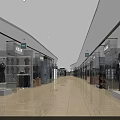 Modern Shopping Mall Hall With Glass Storefronts Mannequins And Bright Lighting