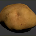Single Ripe Orange Potato on Black Background with Shiny Reflection Surface 3d model