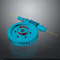 Hardware Tools Blue Gear and Yellow Rod Precision Mechanical Parts for DIY Projects