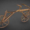 Vintage Wooden Bicycle With Primitive Two Wheels Structure And Simple Design