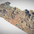 Natural Mountain Landscape Scenery of 3D Terrain Model with Valleys and Lakes