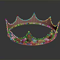 Rose Gold Crown with Gemstone Decorations on Smooth Surface and Reflection 3d model