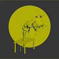 Adventurous Male And Female Characters With Sword Arrows And Cooking Pot On Wooden Stand Base