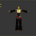 3D Character Creature in Traditional Costume with Pink Headpiece Green Top and Black Pants