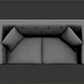 Modern Gray Tufted Sofa With Two Decorative Pillows And Wooden Legs