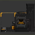Automated Industrial Black Mechanical Equipment With Yellow Components And Conveyor System