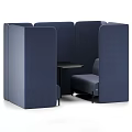 Blue Upholstered Booth Seating With Partition And Small Table For Office Lounge Area 3d model