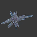Wooden and Stone Star Shaped Sculpture with Multiple Sharp Branches and Natural Texture