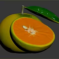 Fresh Ripe Orange Whole And Sliced With Green Leaf On Dark Background