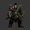 Muscular Green Skinned Man Warrior In Spiked Armor Holding Battle Axe