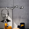 Casual Sofa Combination with Yellow and Blue Chairs Wooden Coffee Table and Modern Pendant Light
