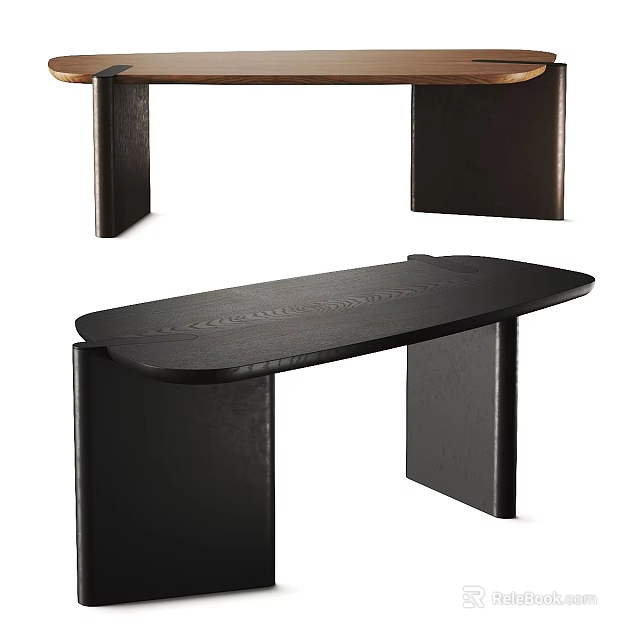 Elegant Modern Black Table Design With Smooth Textured Tabletop And Sturdy Legs 3d model 