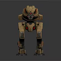 3D Robot Character With Brown Mechanical Structure And Futuristic Head Design