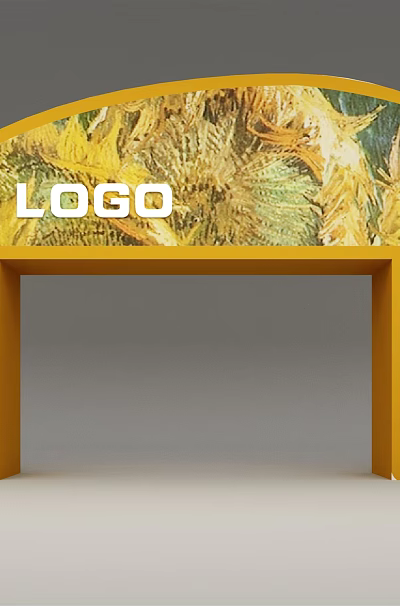Artistic Decorative Archway Featuring Van Gogh Sunflowers Painting and LOGO 3d model