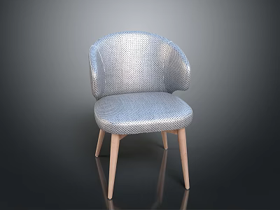 Silver Woven Leisure Chair with Curved Backrest and Light Wooden Legs 3d model