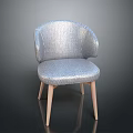 Silver Woven Leisure Chair with Curved Backrest and Light Wooden Legs