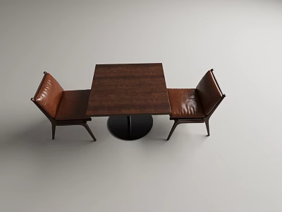 Modern Brown Leather Leisure Chairs With Backrest Design And Wooden Legs Structure 3d model