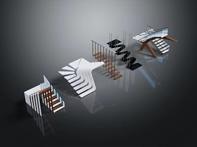 Modern Stairs Designs With Various Creative Styles And Materials For Home Interior 3d model