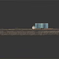 Industrial Equipment Green Storage Platform With Blue Barrels On Wooden Pallet For Transport
