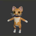 Cartoon Style Orange And White Cat With Big Eyes Whiskers In Standing Pose