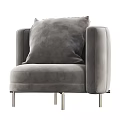 Stylish Gray Velvet Single Sofa with Plush Pillow and Sleek Metal Legs Modern Design