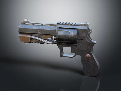 Modern Tactical Revolver Design With Metal Body Black Grip And Cylinder 3d model