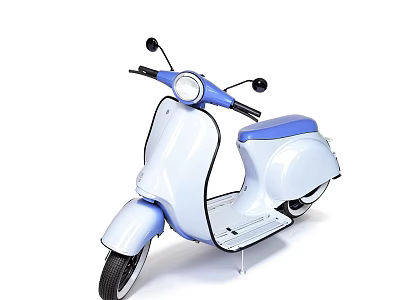 Vintage White And Blue Scooter With Classic Design And Retro Features 3d model
