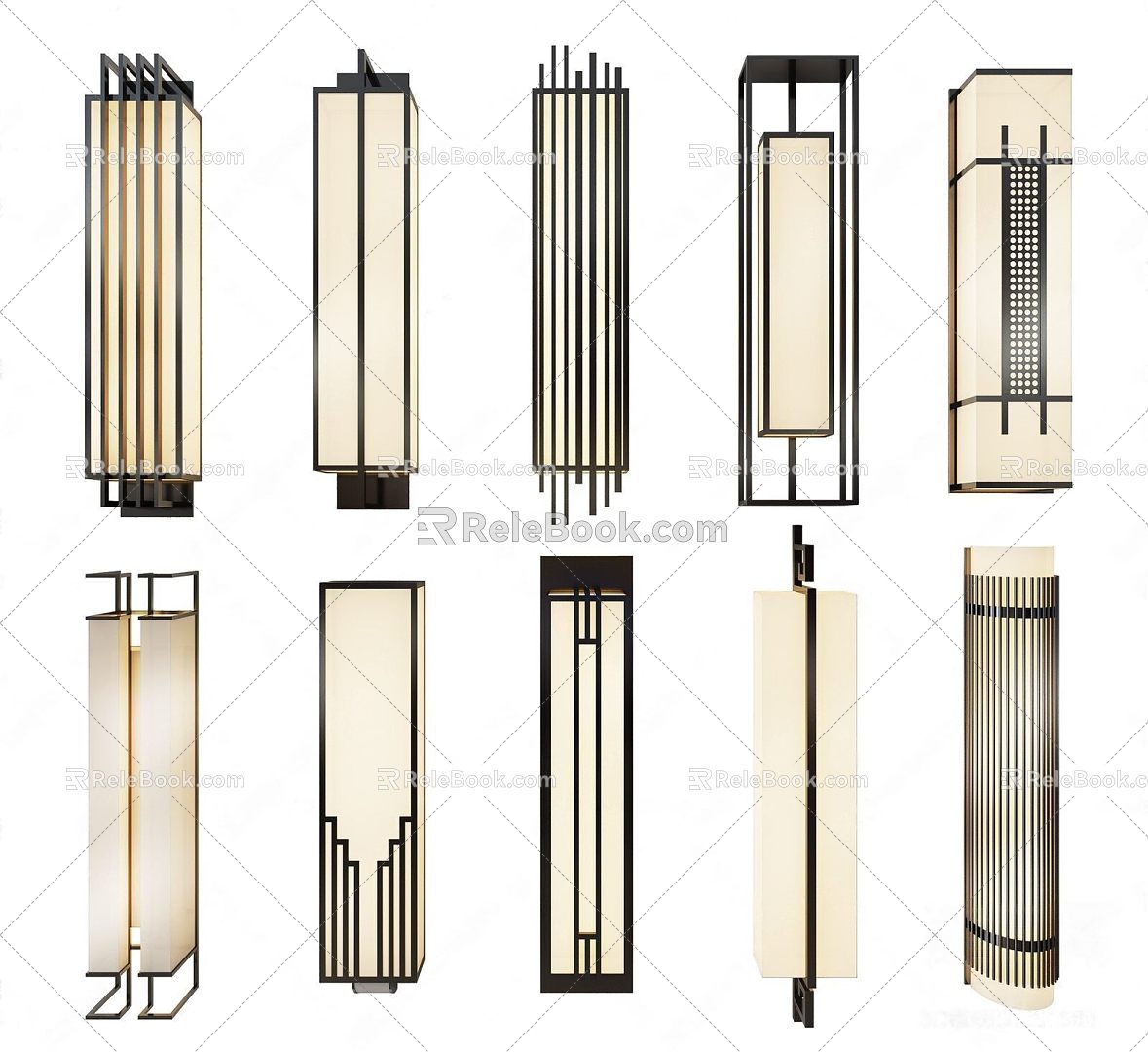 New Chinese style wall lamp combination 3d model