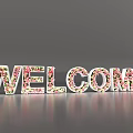 3D Welcome Letters Adorned With Vibrant Flower Decorations On Smooth Surface
