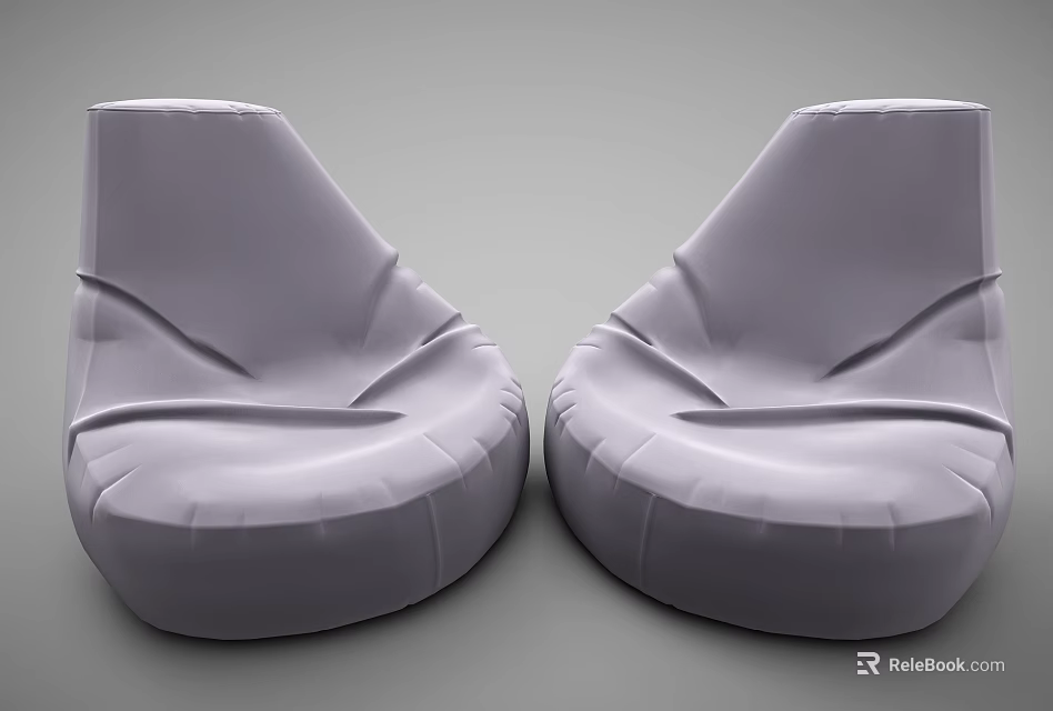 Comfortable Gray Bean Bag Chairs Modern Design For Home Lounge Seating 3d model