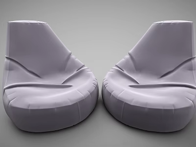 Comfortable Gray Bean Bag Chairs Modern Design For Home Lounge Seating 3d model