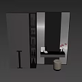 Modern Elegant Vanity Table With Mirror Decorative Lighting And Ornamental Vase 3d model