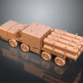Space Launch Rocket Transporter Truck With Multiple Cylindrical Boosters And Wheels 3d model