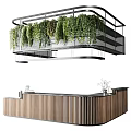 Modern Wooden Bar Counter With Hanging Green Plants In Interior Design