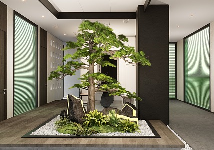 New Chinese Style Indoor Landscape Landscaping Plant Landscaping Pine Tree Landscape Stone 3d model